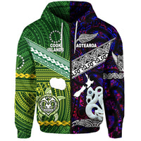 New Zealand Cook Islands Zip Hoodie Maori and Polynesian Together Purple LT8 - Polynesian Pride