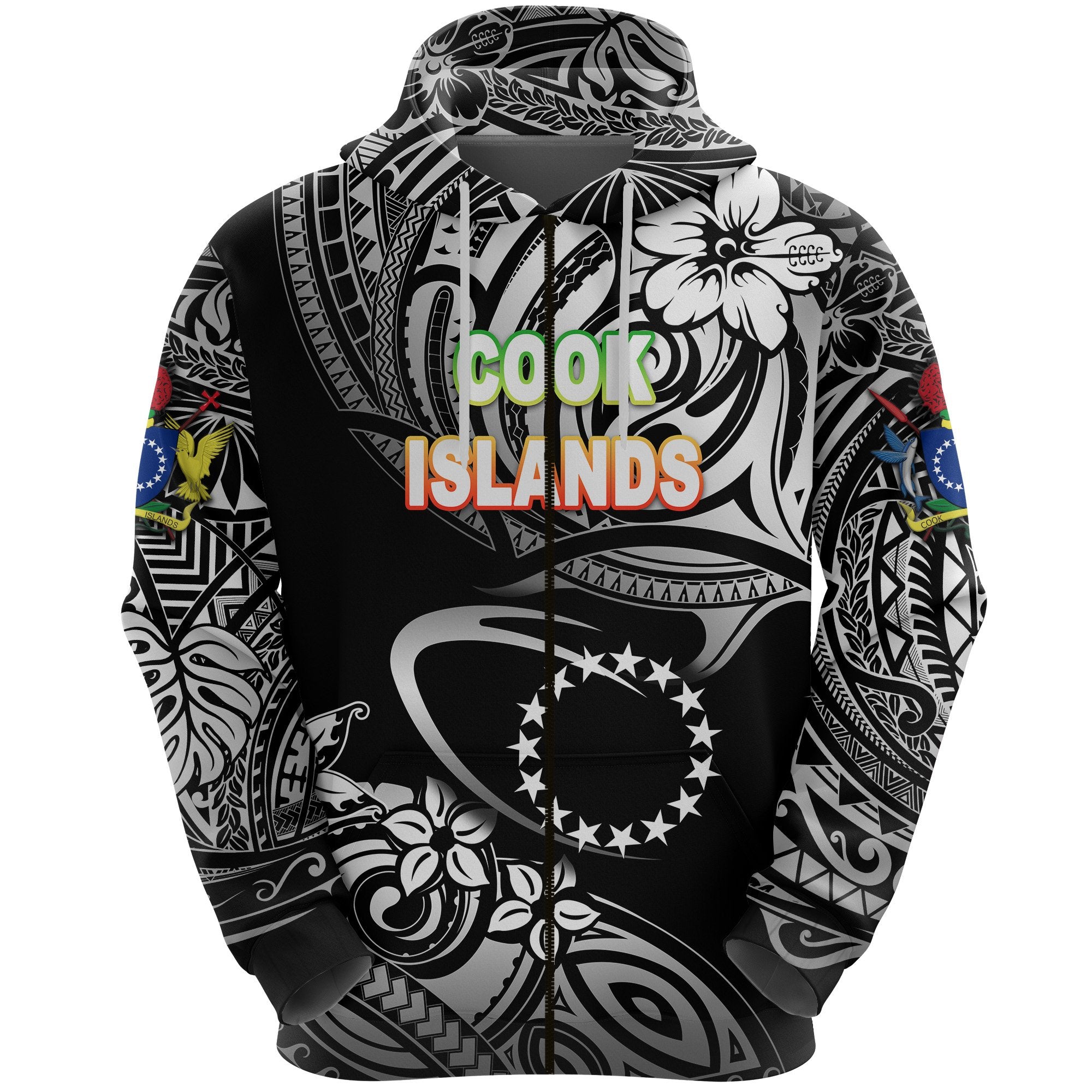 Cook Islands Rugby Zip Hoodie Unique Vibes Black Unisex Black - Polynesian Pride