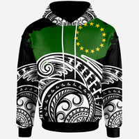 Cook Islands Custom Hoodie Ethnic Style With Round Black White Pattern Unisex Black - Polynesian Pride