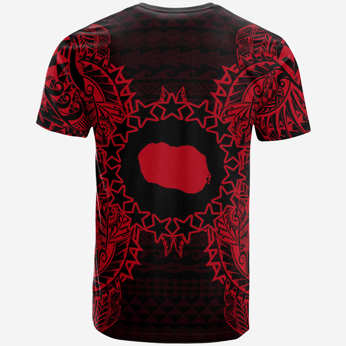 Cook Islands Polynesian T Shirt Cook Islands Flag Map Polynesian Tattoo Red - Polynesian Pride