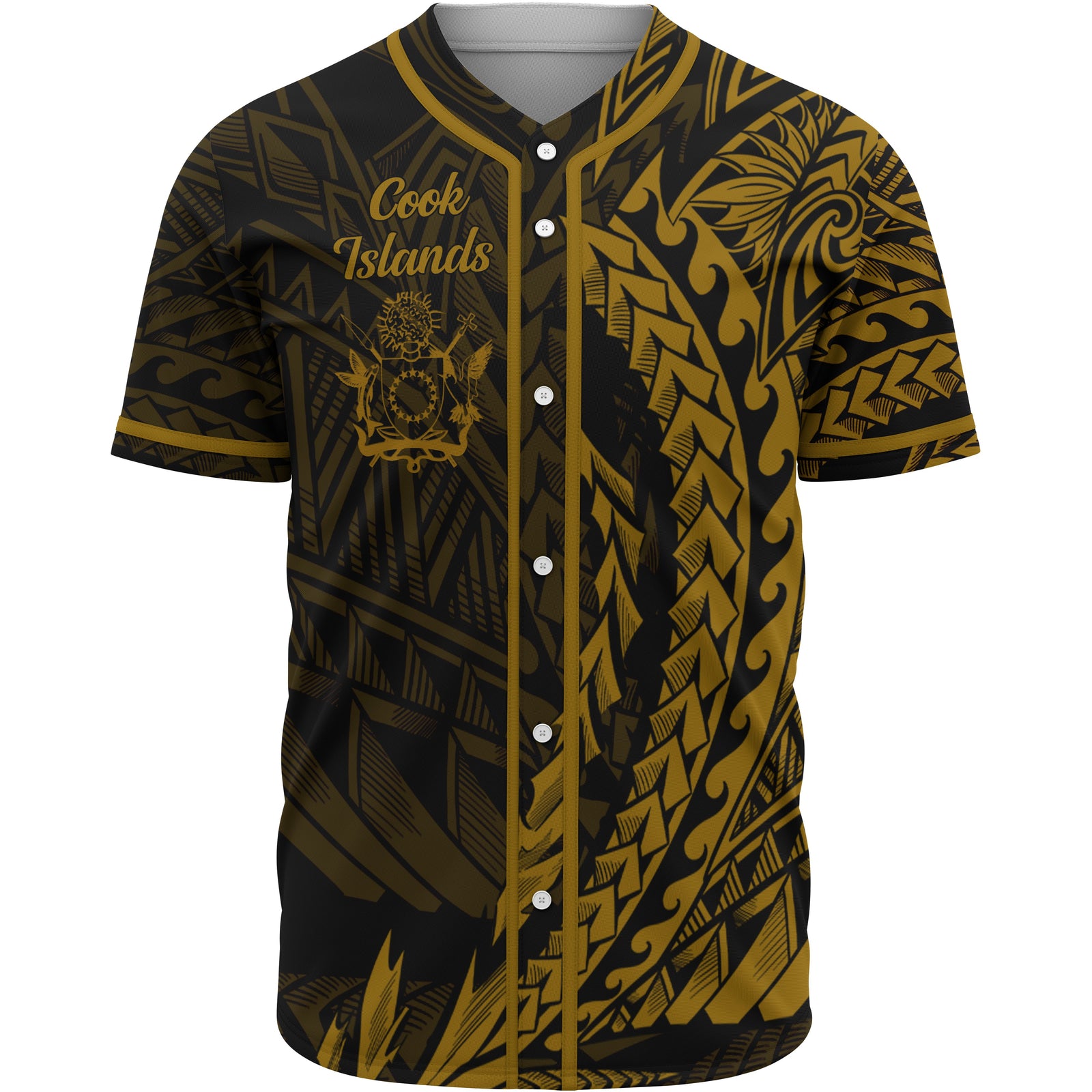 Cook Islands Baseball Shirt - Wings Style Unisex Gold - Polynesian Pride