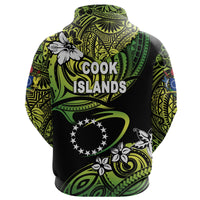 Custom Cook Islands Rugby Hoodie Unique Vibes Green - Polynesian Pride