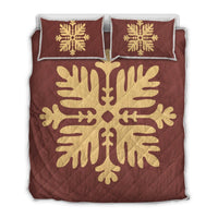 Hawaiian Royal Pattern Quilt Bed Set - Coral - H2 Style - AH Coral - Polynesian Pride