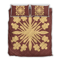 Hawaiian Royal Pattern Quilt Bed Set - Coral - G2 Style - AH Coral - Polynesian Pride