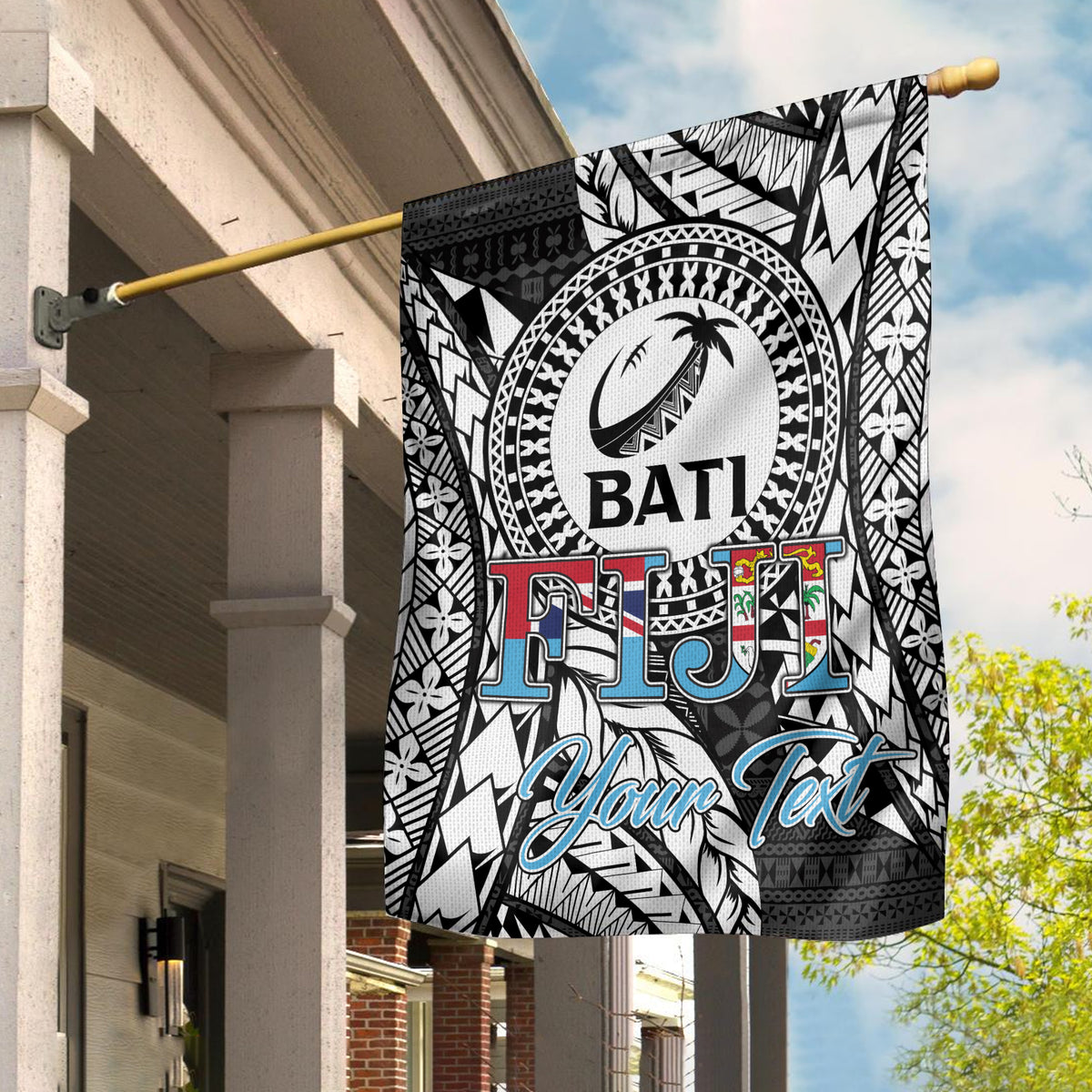 (Custom Personalised)Fiji Rugby Bati Tapa Pattern Flag - LT2 House Flag - Polynesian Pride