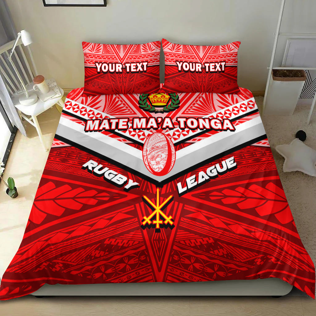(Custom Personalised) Tonga Rugby Mate Ma'a Tonga Tapa Pattern Bedding Set - LT2 - Polynesian Pride