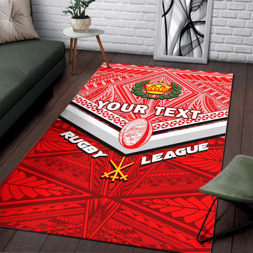 (Custom Personalised) Tonga Rugby Mate Ma'a Tonga Tapa Pattern Area Rug - LT2 - Polynesian Pride