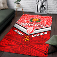 (Custom Personalised) Tonga Rugby Mate Ma'a Tonga Tapa Pattern Area Rug - LT2 - Polynesian Pride