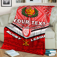 (Custom Personalised) Tonga Rugby Mate Ma'a Tonga Tapa Pattern Blanket - LT2 - Polynesian Pride