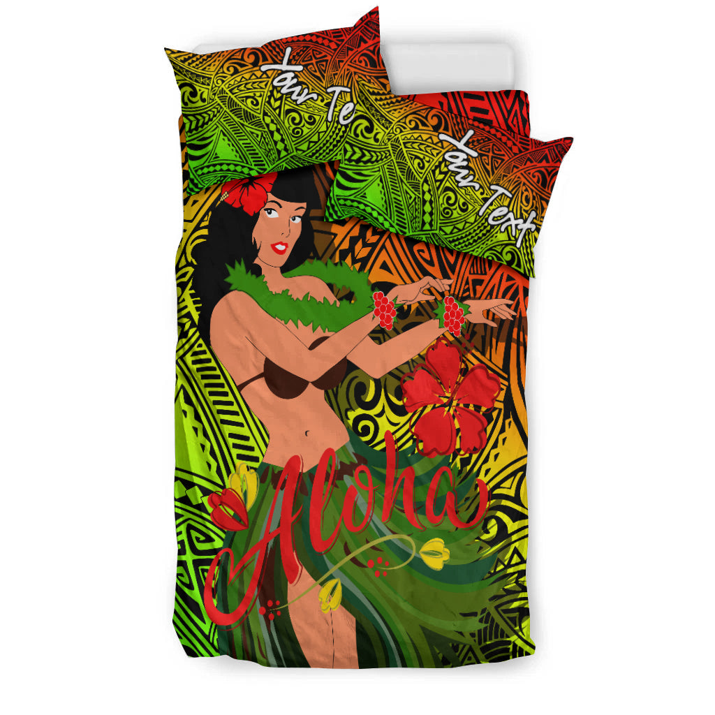 (Custom Personalised) Hawaii Hula Girl Reggae Bedding Set - LT2 - Polynesian Pride