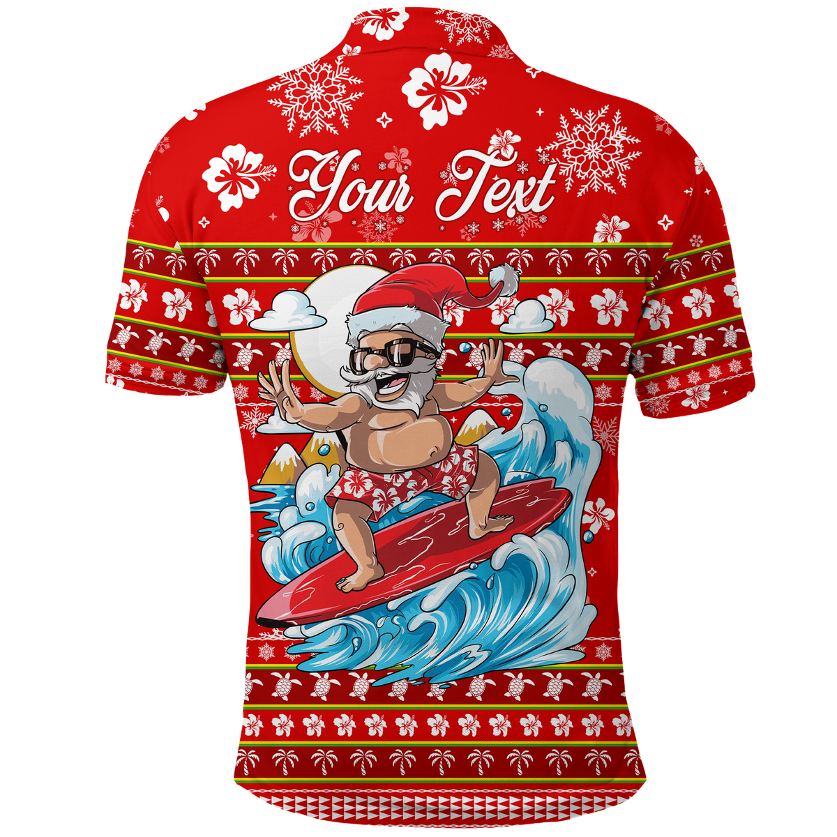 Custom Hawaii Christmas Santas Surf Mele Kalikimaka Polo Shirt LT2 Adult RED - Polynesian Pride