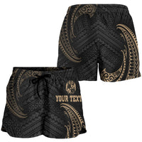 Tonga Polynesian Custom Personalised Women's Shorts - Gold Tribal Wave - Polynesian Pride
