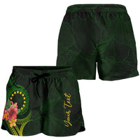 Cook Islands Polynesian Custom Personalised Women's Shorts - Floral With Seal Flag Color - Polynesian Pride