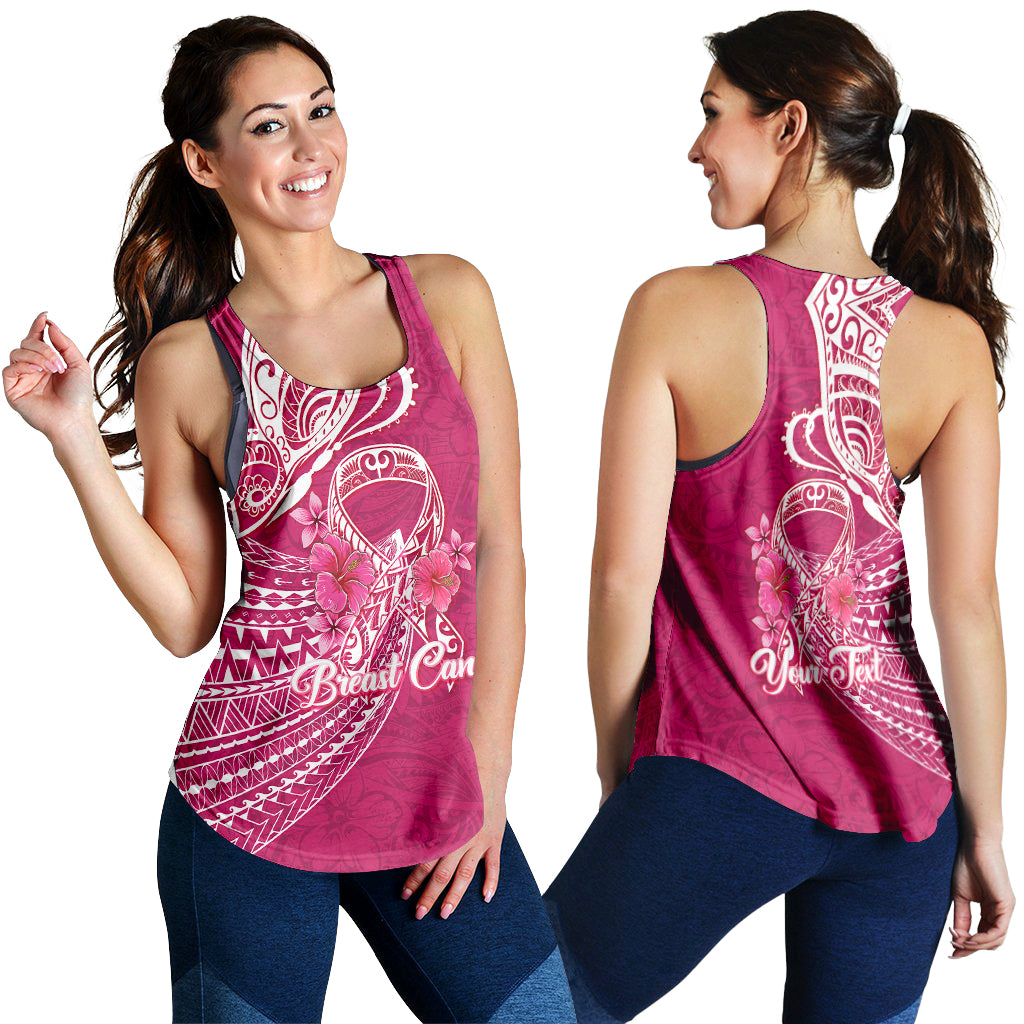 (Custom Personalised) Breast Cancer Pink Ribbon Butterfly Polynesian Pink Version Women Tank Top - LT12 - Polynesian Pride