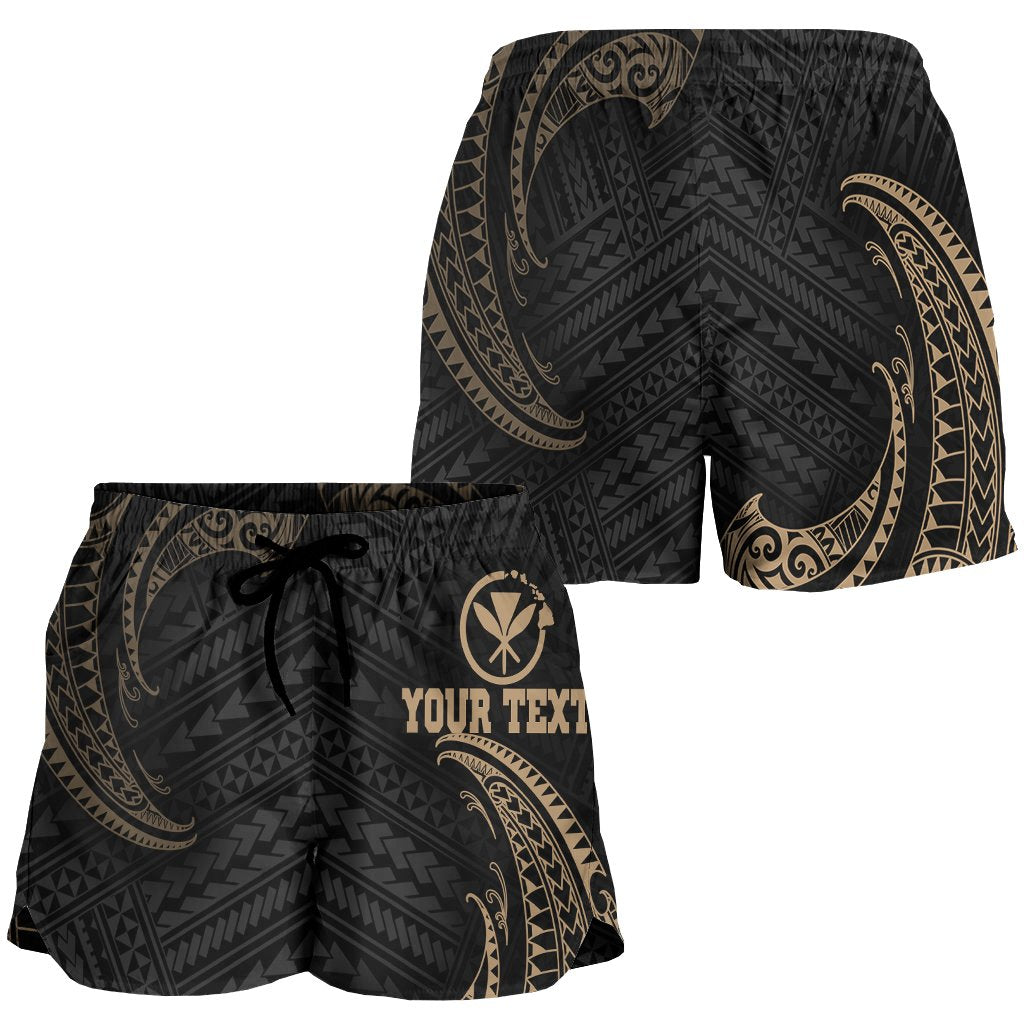 Hawaii Polynesian Custom Personalised Women's Short - Gold Tribal Wave - Polynesian Pride