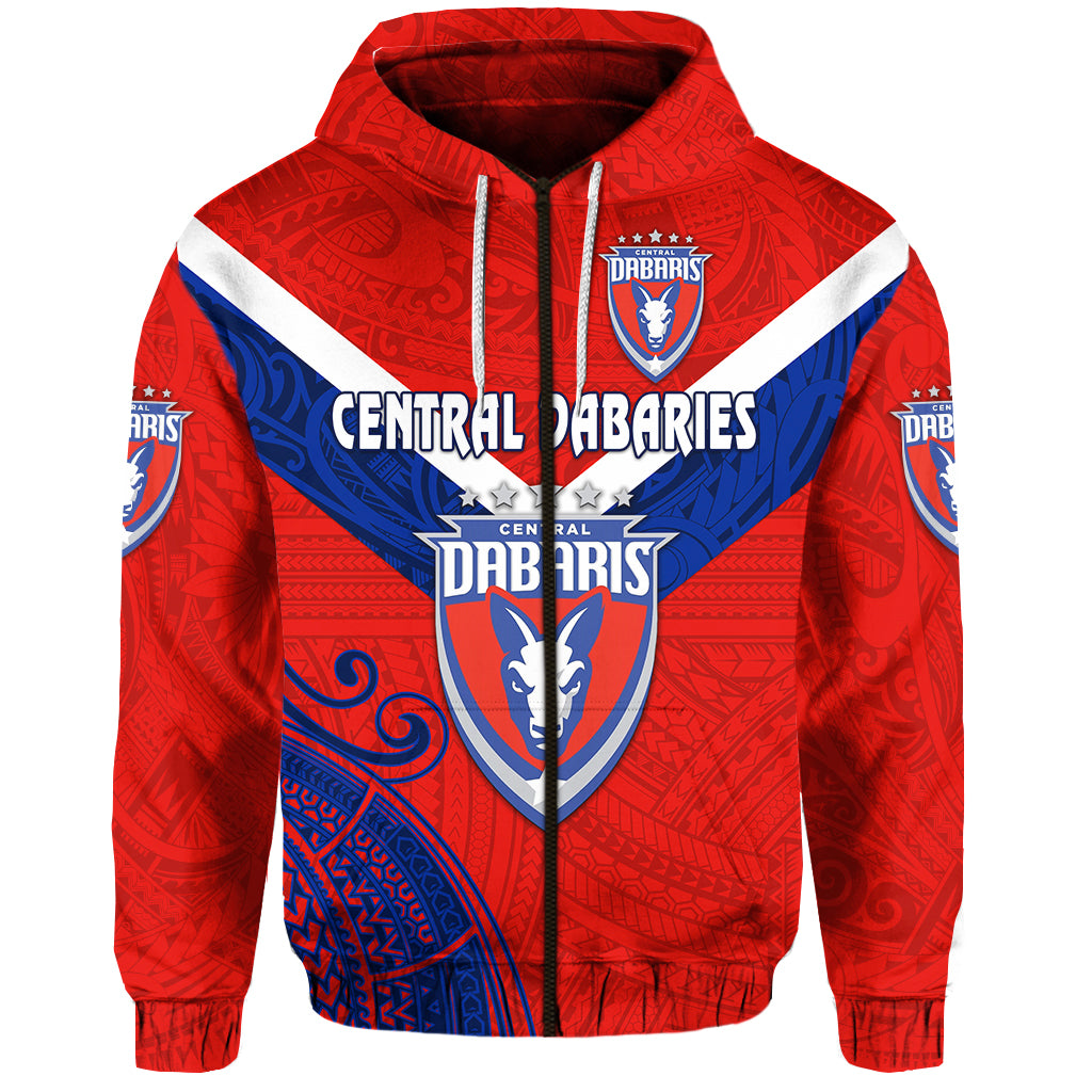 Papua New Guinea Central Dabaries Zip Hoodie Rugby Red LT8 - Polynesian Pride
