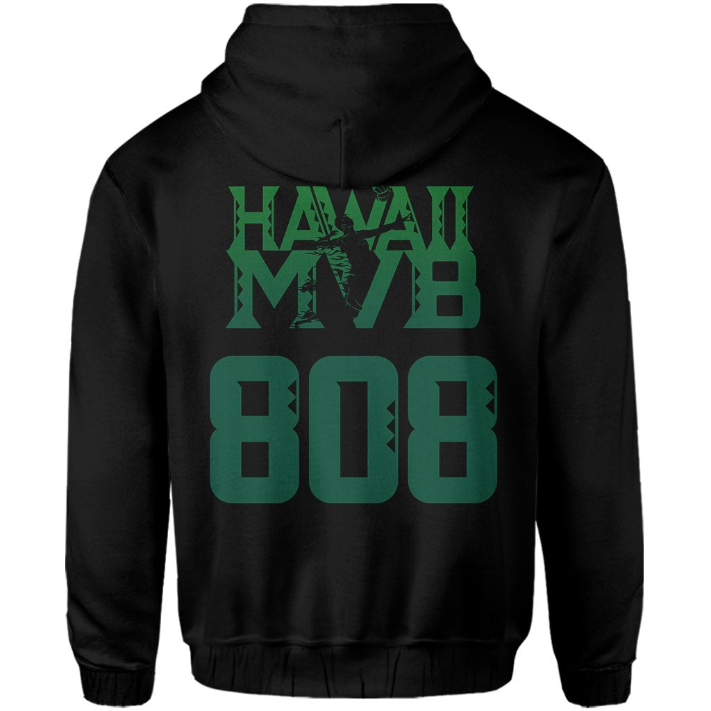 Volleyball Sport Kakau Hawaii Zip Hoodie Black - Polynesian Pride