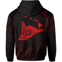 Polynesian Kanaka Shaka Map of Hawaii Zip Hoodie Red - Polynesian Pride