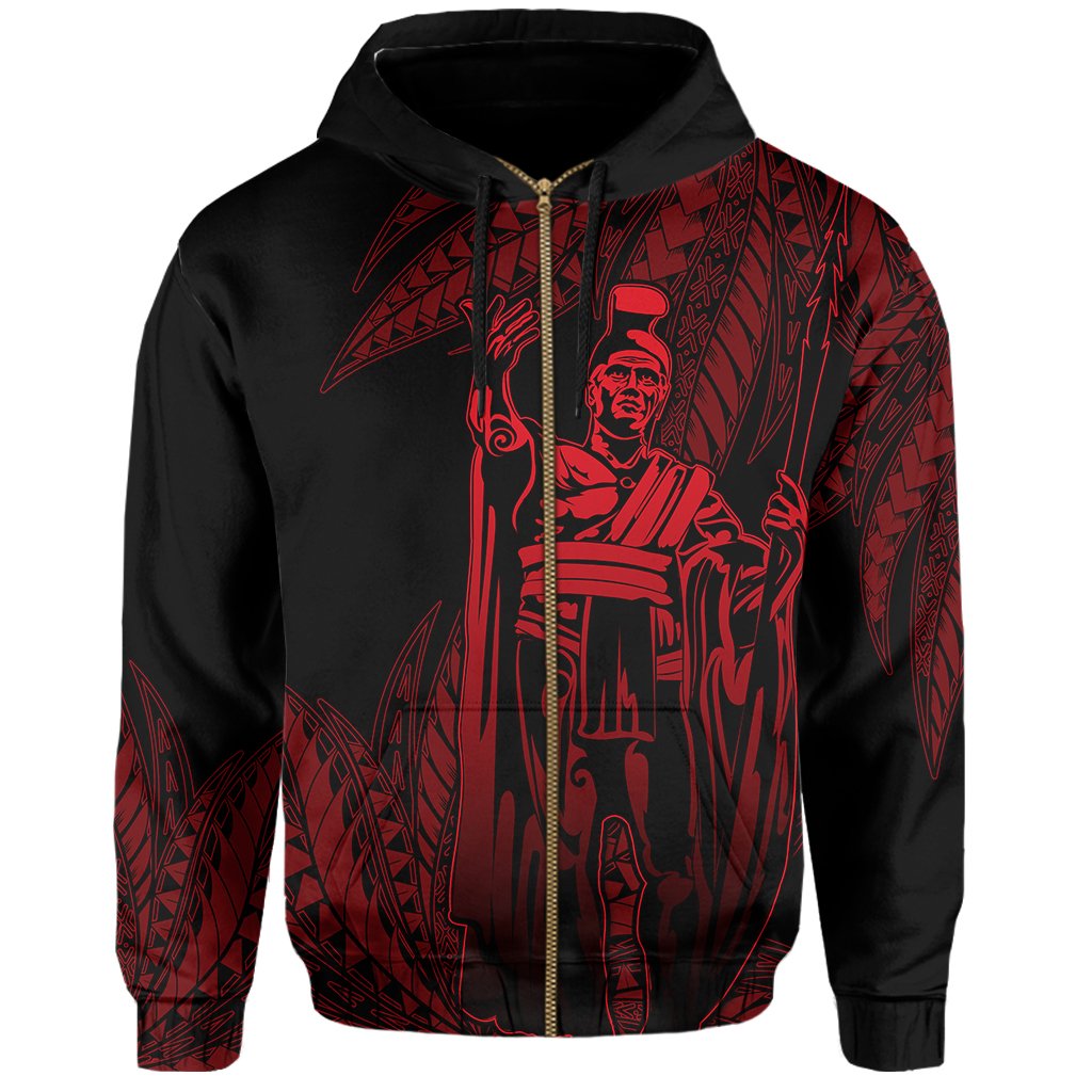 Hawaii King Polynesian Hoodie (Zip up) Durk Style Red - Polynesian Pride