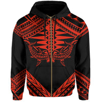 Hawaii Shark Polynesian Kanaka Red Hoodie (Zip up) Candy Style - Polynesian Pride