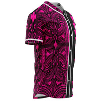 Hawaii Polynesian Kakau Baseball Jersey V.4 - Freestyle - Pink - Polynesian Pride