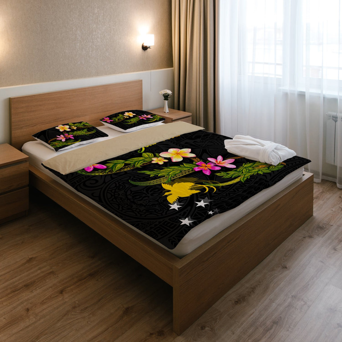 Papua New Guinea Polynesian Custom Personalised Bedding Set - Plumeria Tribal - Polynesian Pride