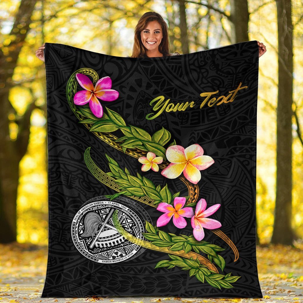 American Samoa Polynesian Custom Personalised Blanket - Plumeria Tribal - Polynesian Pride