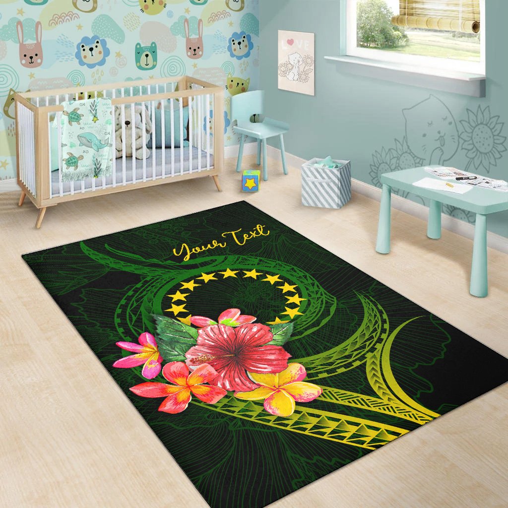 Cook Islands Polynesian Custom Personalised Area Rug - Floral With Seal Flag Color - Polynesian Pride