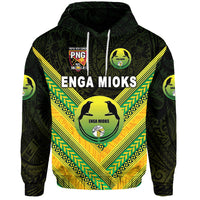 Custom Papua New Guinea Enga Mioks Hoodie Rugby Original Style Black, Custom Text and Number LT8 - Polynesian Pride