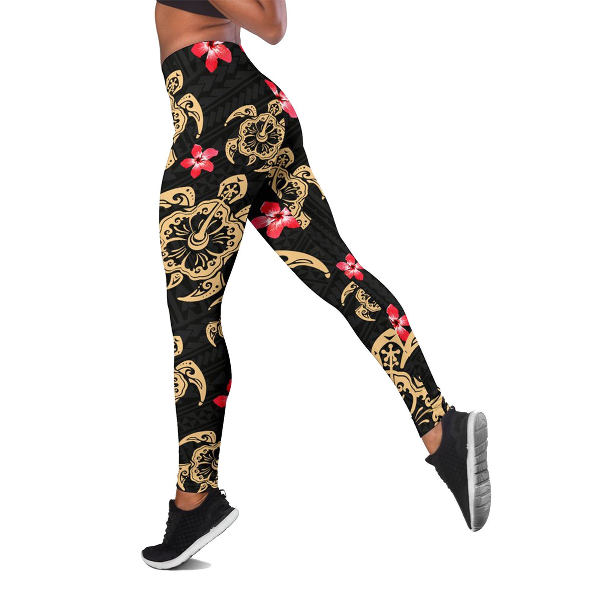 Hawaii Hibiscus Turtle Leggings A6 - Polynesian Pride