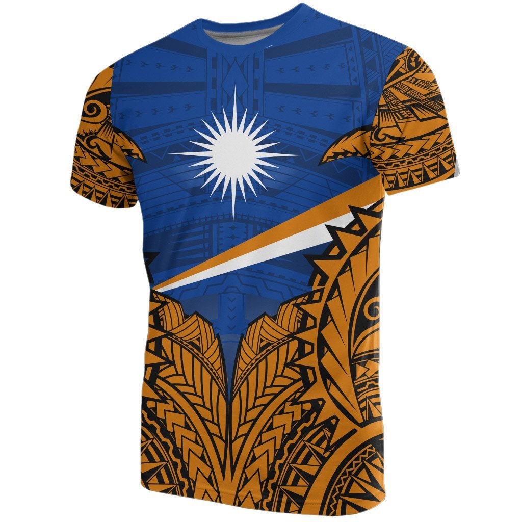 Marshall Islands Premium T Shirt Marshall Islands Flag Polynesian Tattoo Unisex Blue - Polynesian Pride