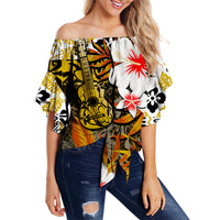 Hawaii Ukulele Off Shoulder Waist Wrap Top Gold Style LT6 Female Gold - Polynesian Pride