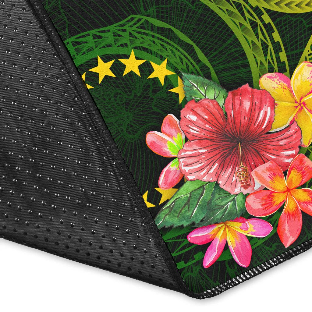 Cook Islands Polynesian Custom Personalised Area Rug - Floral With Seal Flag Color - Polynesian Pride