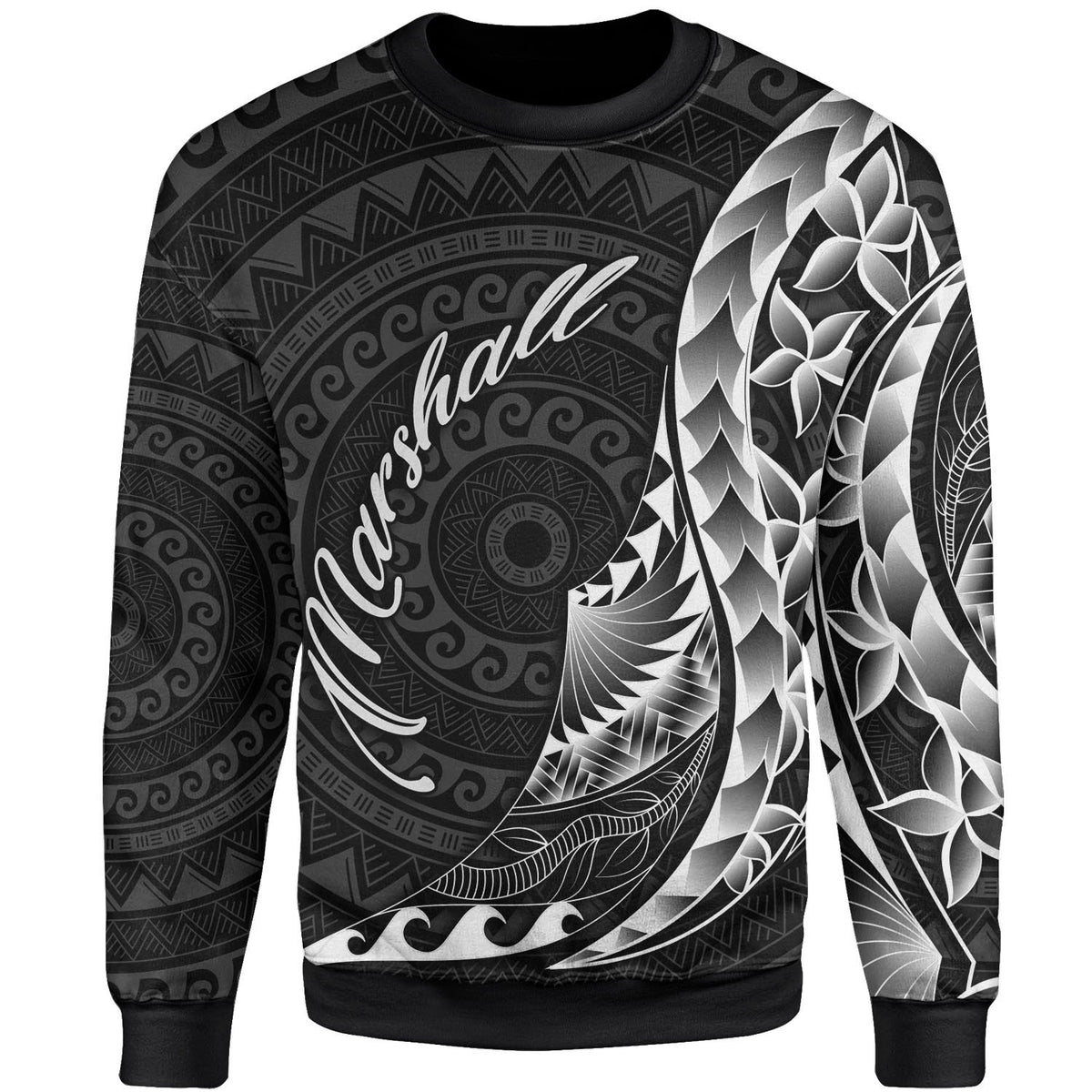 Marshall Islands Sweatshirt - Polynesian Pattern Style Unisex Black - Polynesian Pride