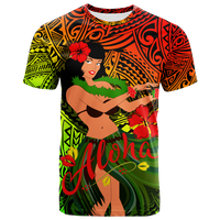 Custom Hawaii Hula Girl Reggae T Shirt LT2 - Polynesian Pride