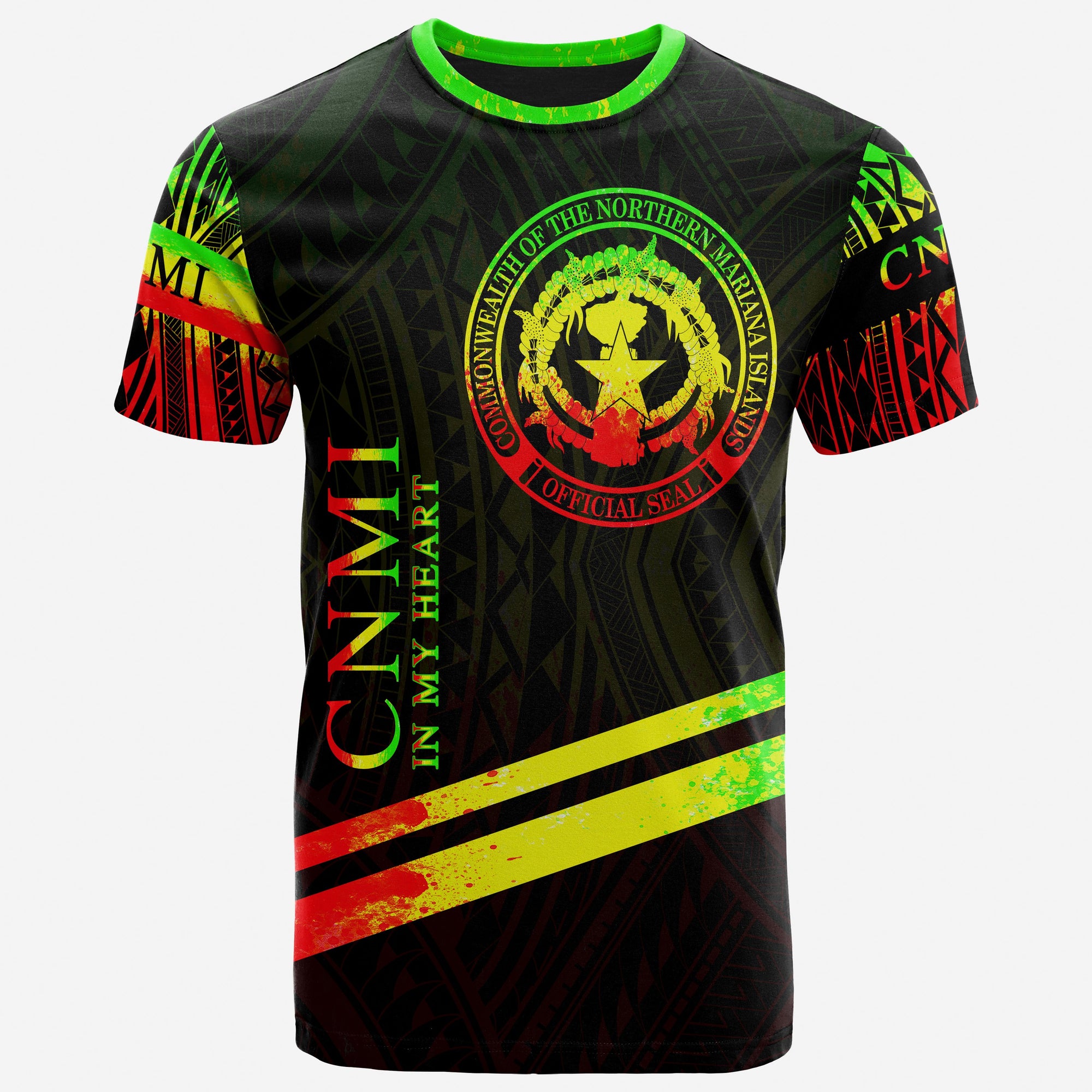 Northern Mariana Islands T Shirt In My Heart Style Reggae Polynesian Patterns Unisex Black - Polynesian Pride