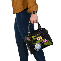 Marshall Islands Polynesian Custom Personalised Shoulder Handbag - Plumeria Tribal - Polynesian Pride