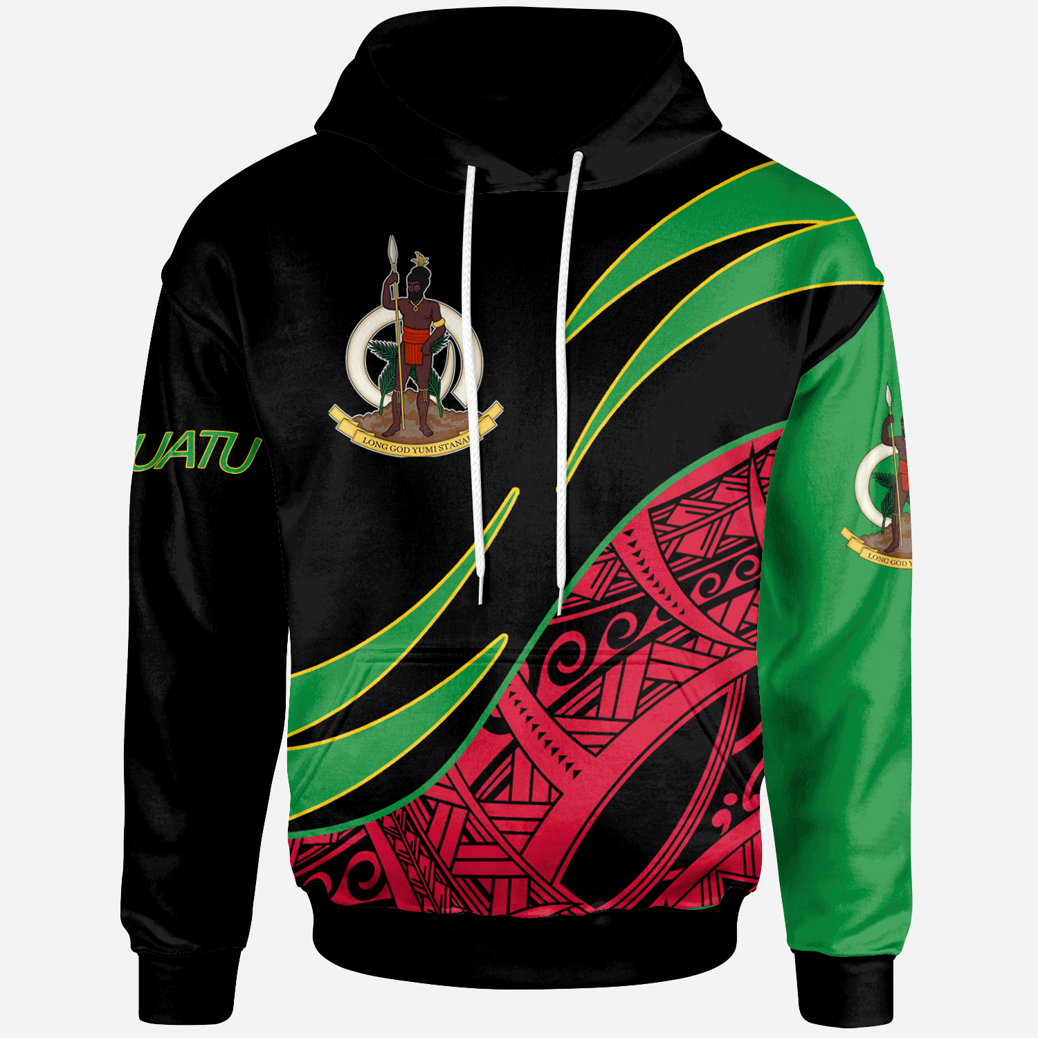 Vanuatu Hoodie Symmetrical Lines Unisex Black - Polynesian Pride