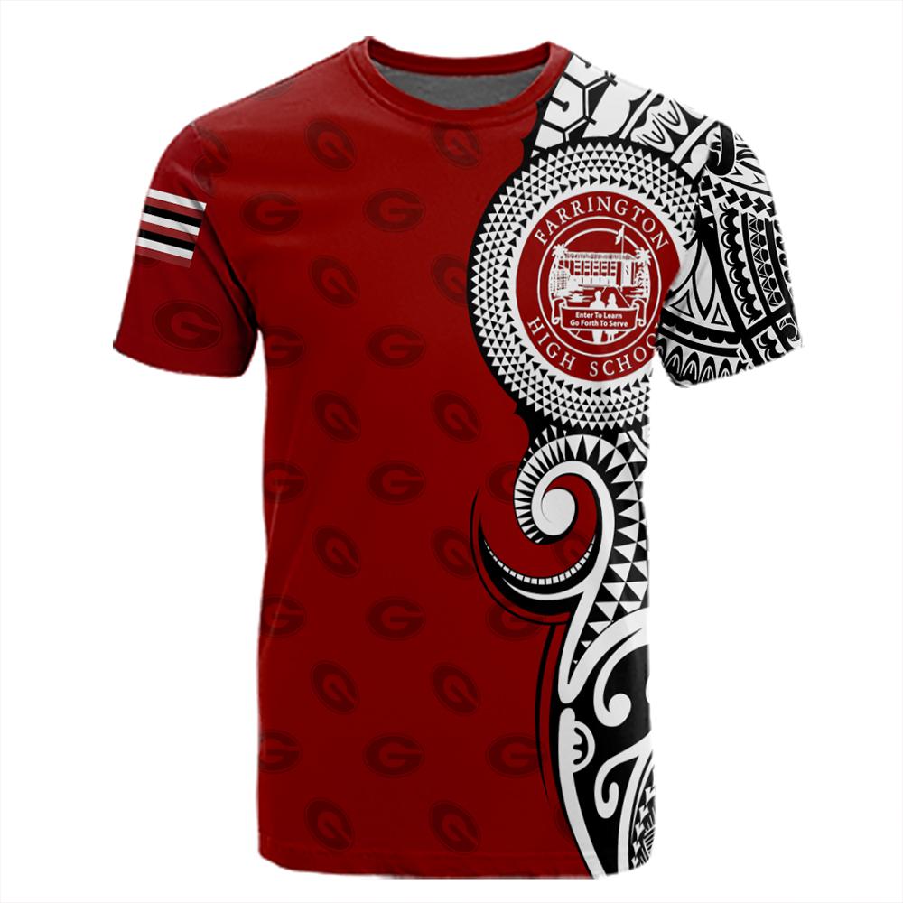 Custom Hawaii Farrington High Tribal Kakau T Shirt - Polynesian Pride