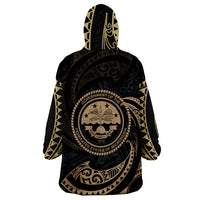 Federated States of Micronesia Gold Tribal Wave Wearable Blanket Hoodie LT9 - Polynesian Pride