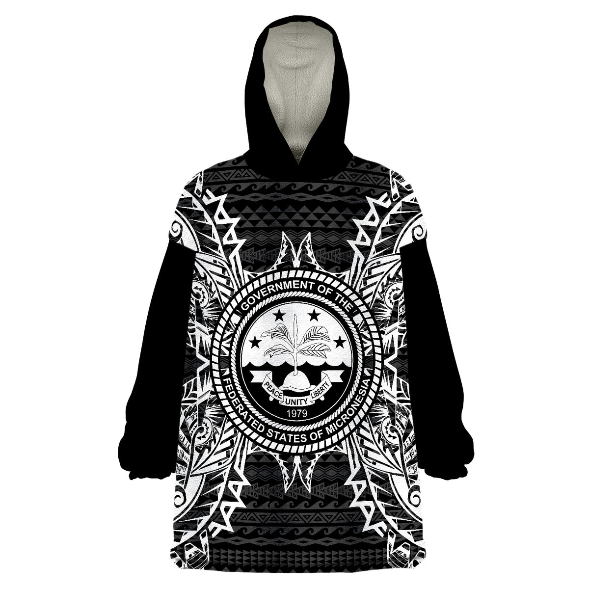 Federated States Of Micronesian ll Map Black Wearable Blanket Hoodie LT9 Unisex One Size - Polynesian Pride