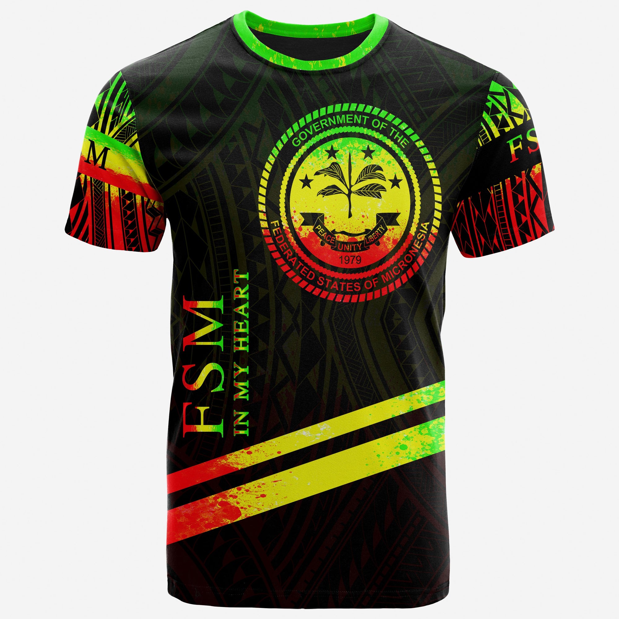 Federated States of Micronesia T Shirt In My Heart Style Reggae Polynesian Patterns Unisex Black - Polynesian Pride