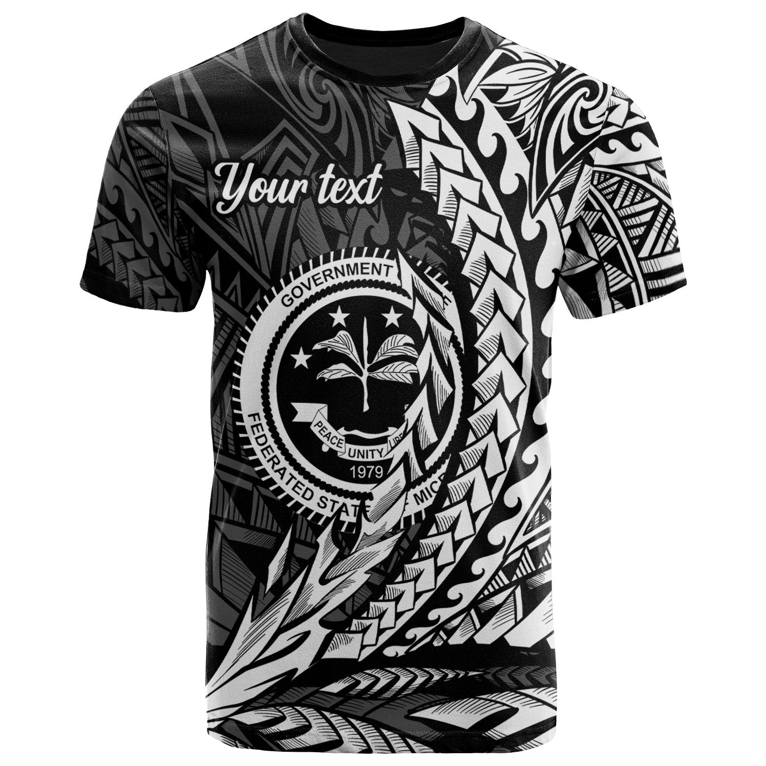 Federated States of Micronesia T Shirt White Custom Wings Style Unisex Black - Polynesian Pride