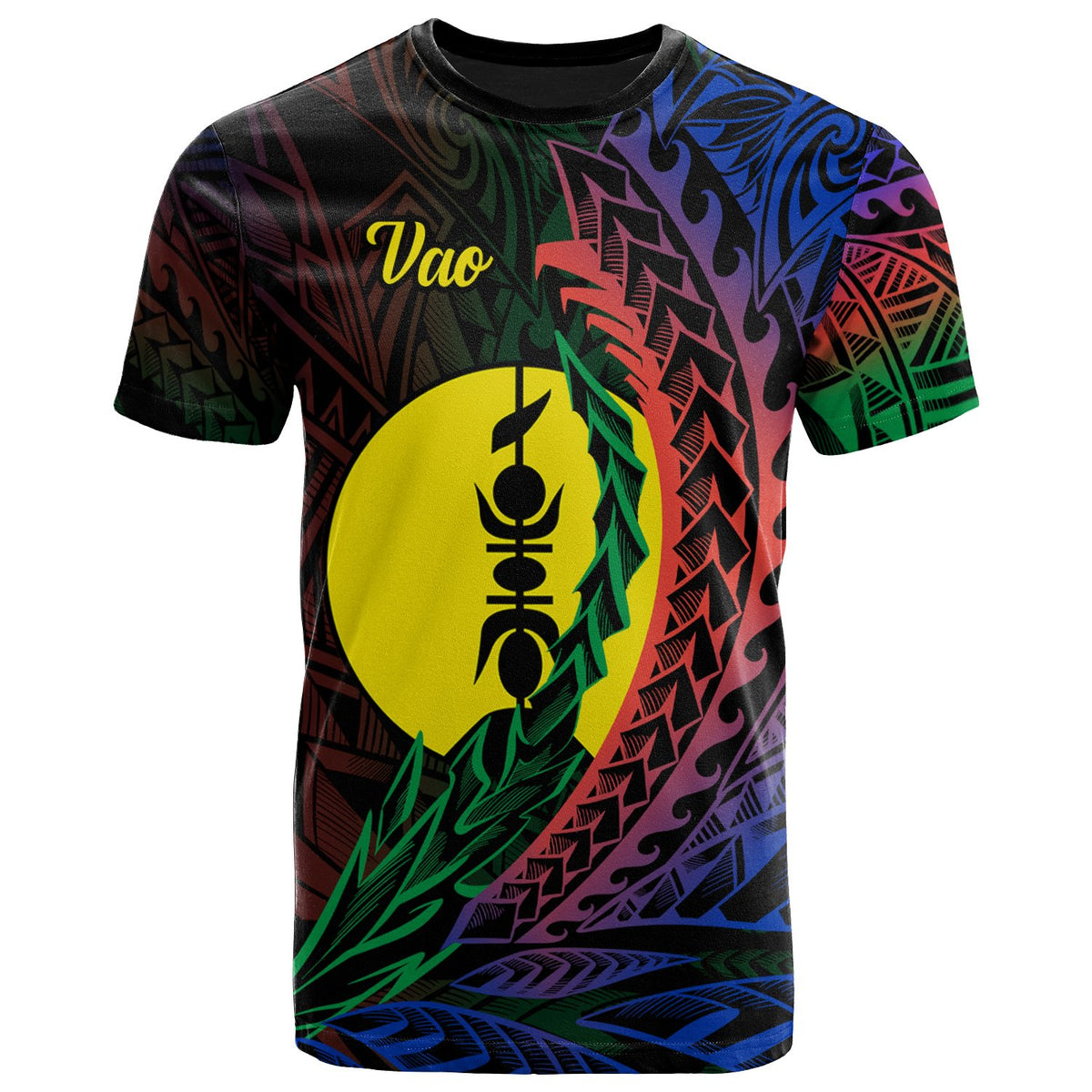 New Caledonia T Shirt Vao Wings Style Flag Color Unisex Black - Polynesian Pride