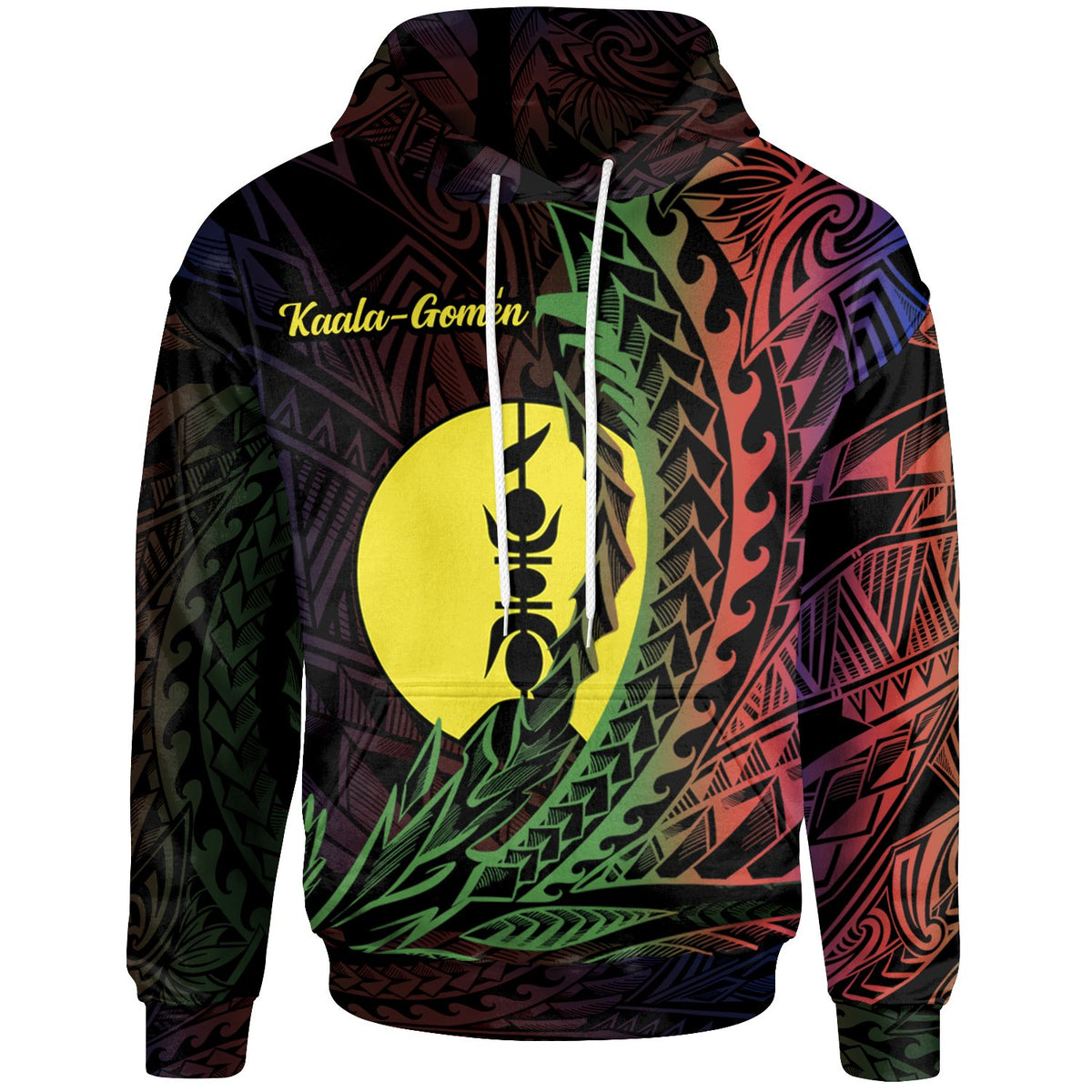 New Caledonia Hoodie Kaala Gomen Wings Style Flag Color Unisex Black - Polynesian Pride