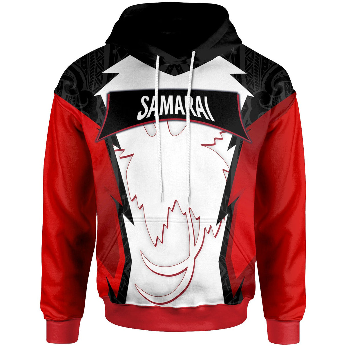 Papua New Guinea Hoodie Samarai PNG Coat ofrms Unisex Red Black - Polynesian Pride