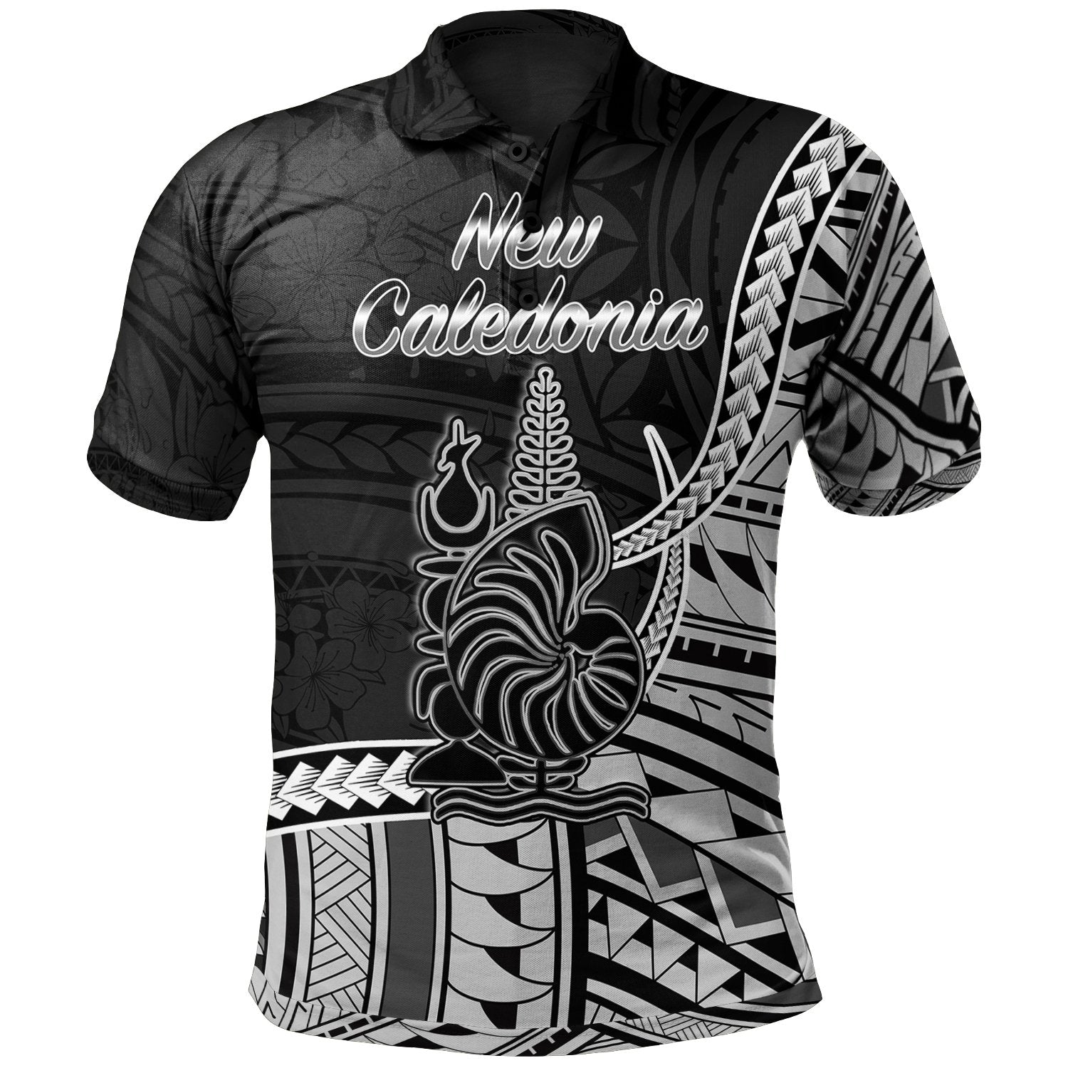 New Caledonia Islands Polo Shirt New Caladonia Seal Of Kanaky Polynesian Patterns Unisex Black - Polynesian Pride