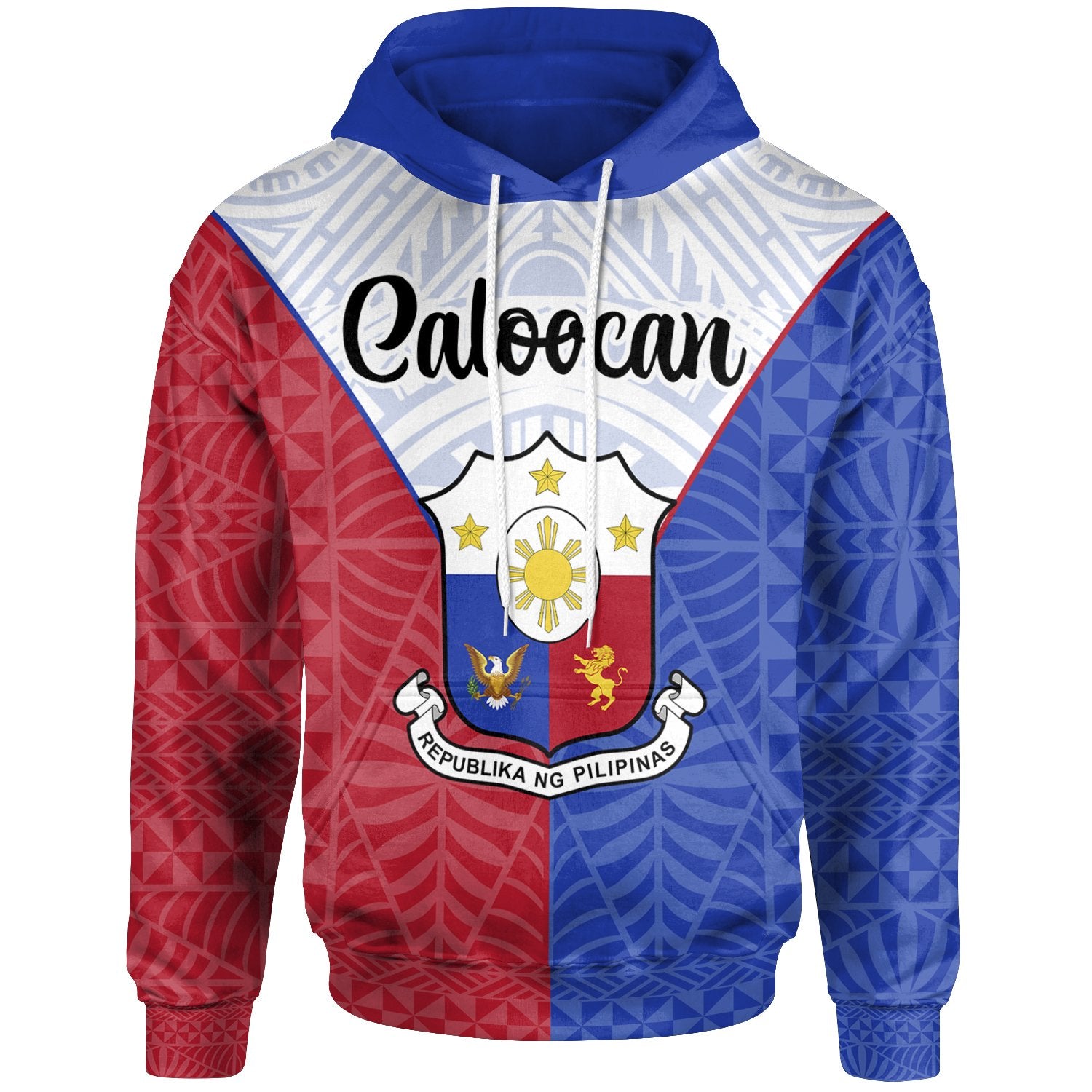 Pilipinas Hoodie Caloocan Seal of Pilipinas Style Unisex Blue - Red - Polynesian Pride