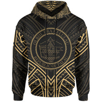 Palau Hoodie Palau Seal Gold Tribal Patterns Unisex White - Polynesian Pride