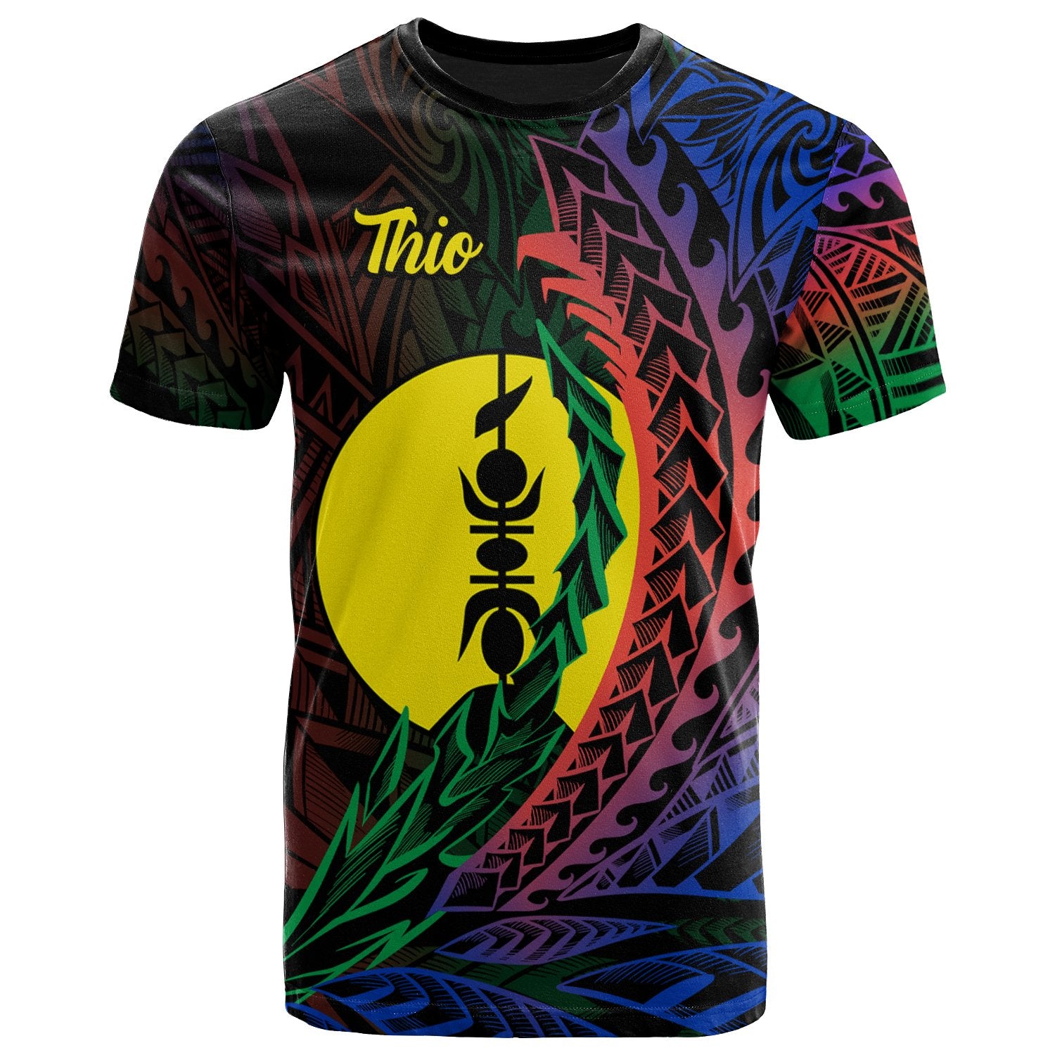 New Caledonia T Shirt Thio Wings Style Flag Color Unisex Black - Polynesian Pride
